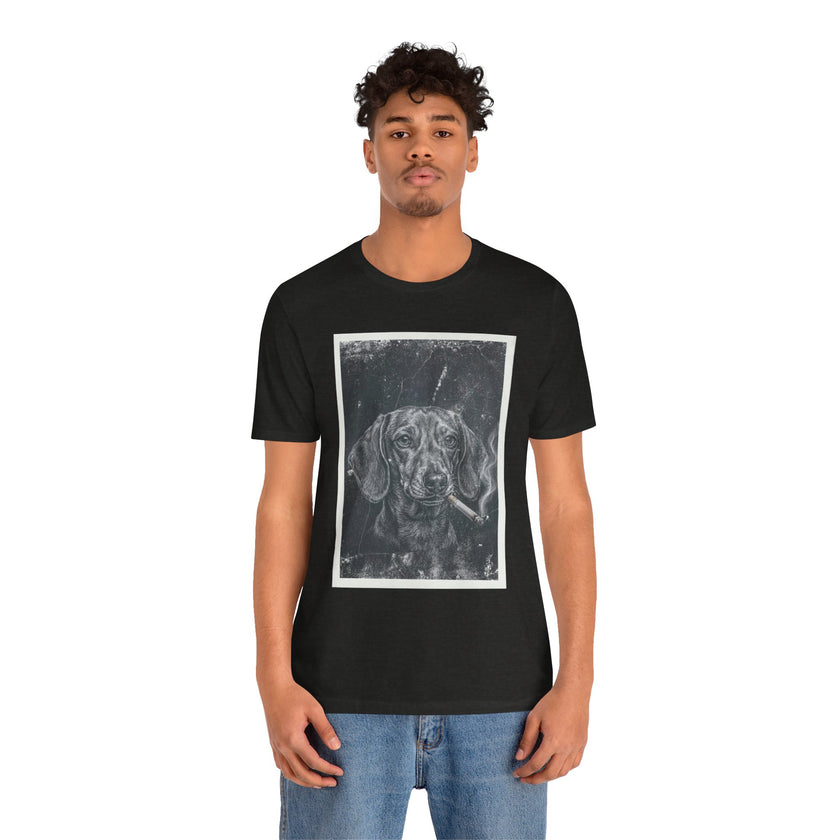 Dachshund Smoking Portrait Tee – Vintage Smokin' Dog Art T-Shirt