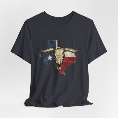 Texas Flag Longhorn Tee - Vintage Texas Skull T-Shirt