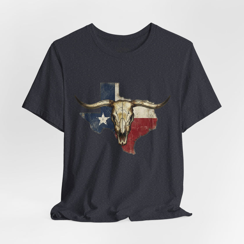 Texas Flag Longhorn Tee - Vintage Texas Skull T-Shirt