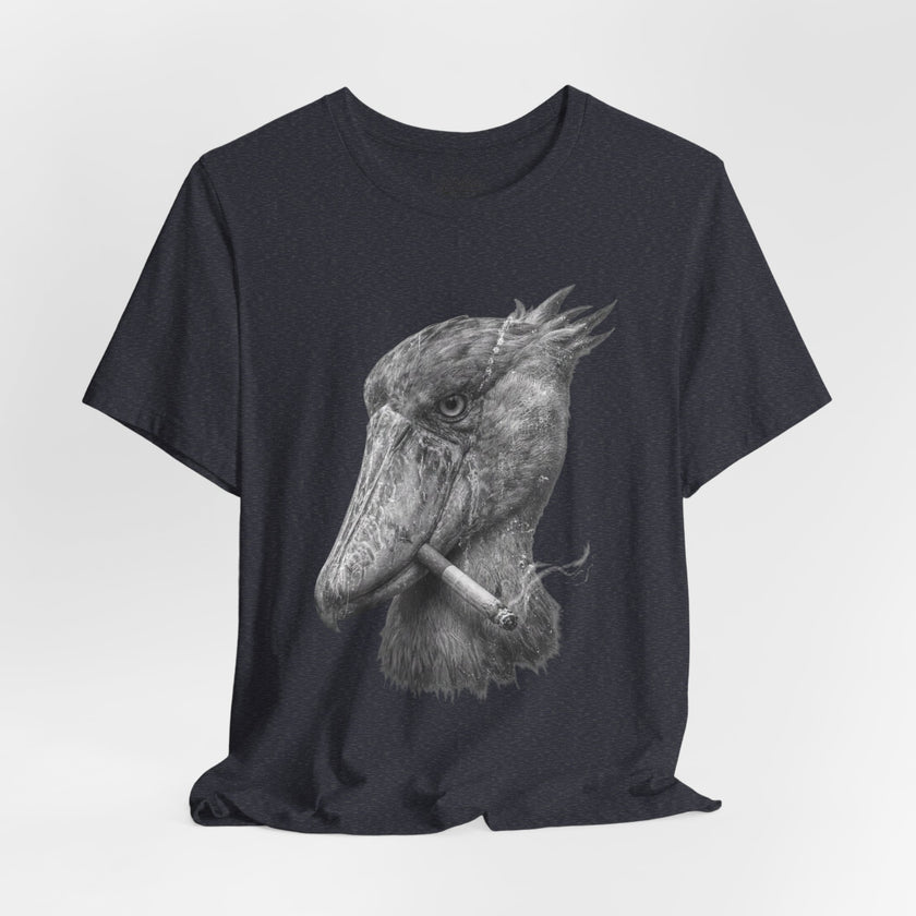 Smoking Shoebill Stork T-Shirt — Quirky Bird Graphic Tee