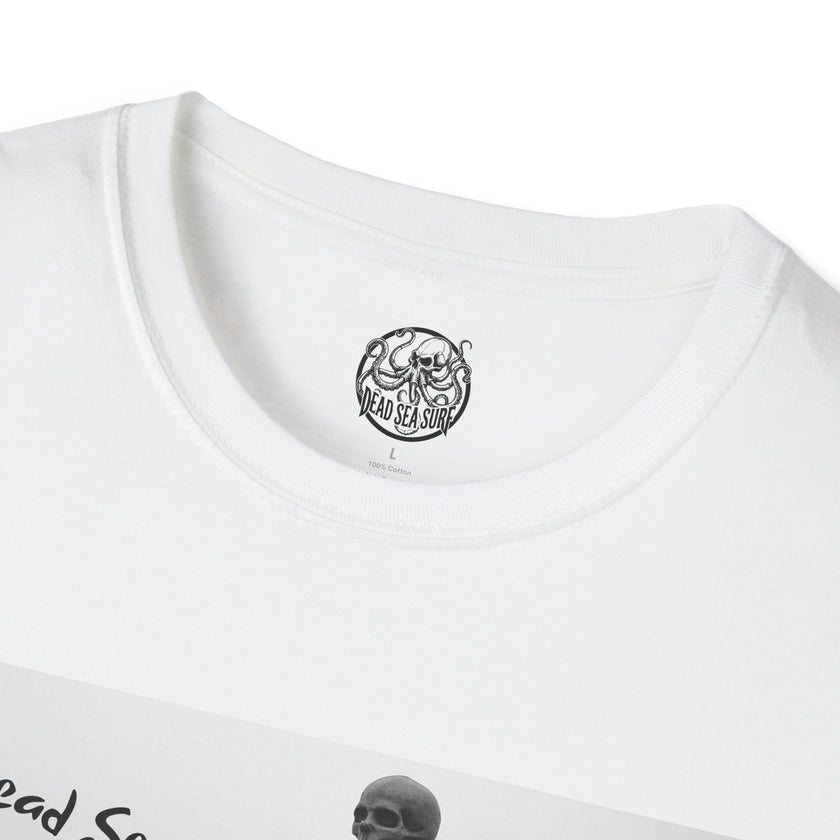 Skeleton Surfer Tee | Retro Black & White Surfing Graphic Shirt – 3D Sons Supply Co