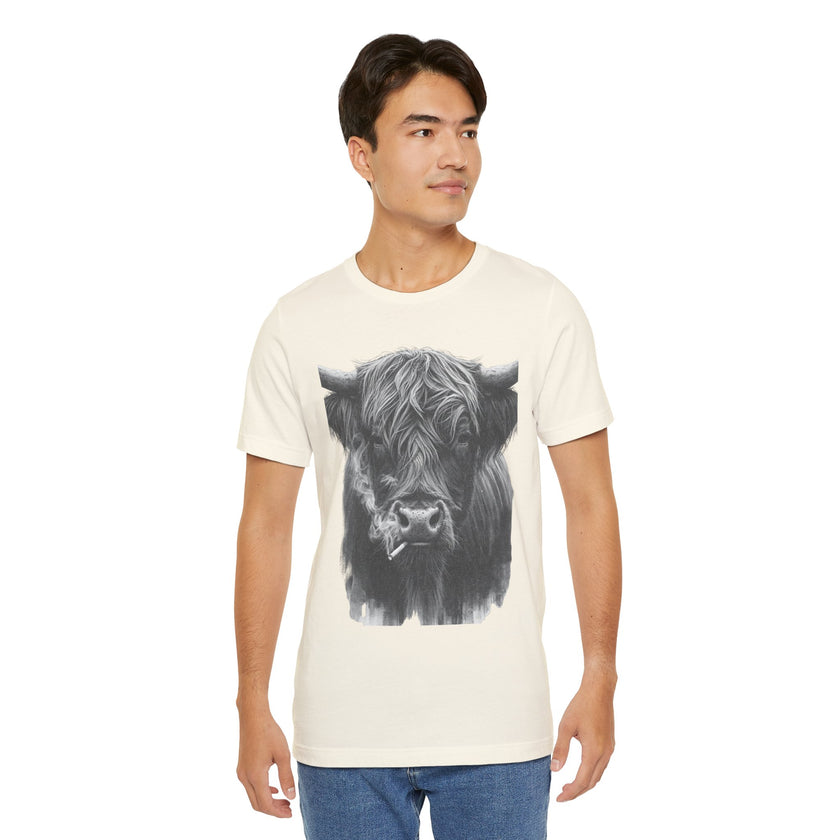 Highland Cow Smoking Tee — Vintage Highland Cattle Graphic T-Shirt
