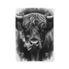 Smoking Highland Cow Acrylic Wall Art Panel | Black White Highland Bull Print