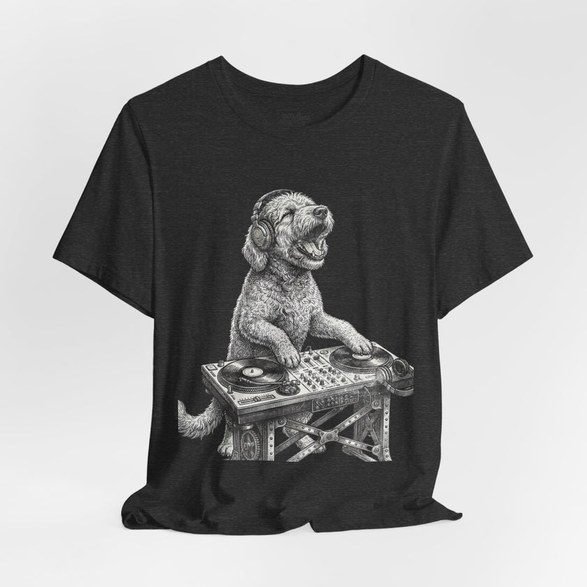 DJ Doodle T‑Shirt — Vintage Turntable Puppy Graphic Tee