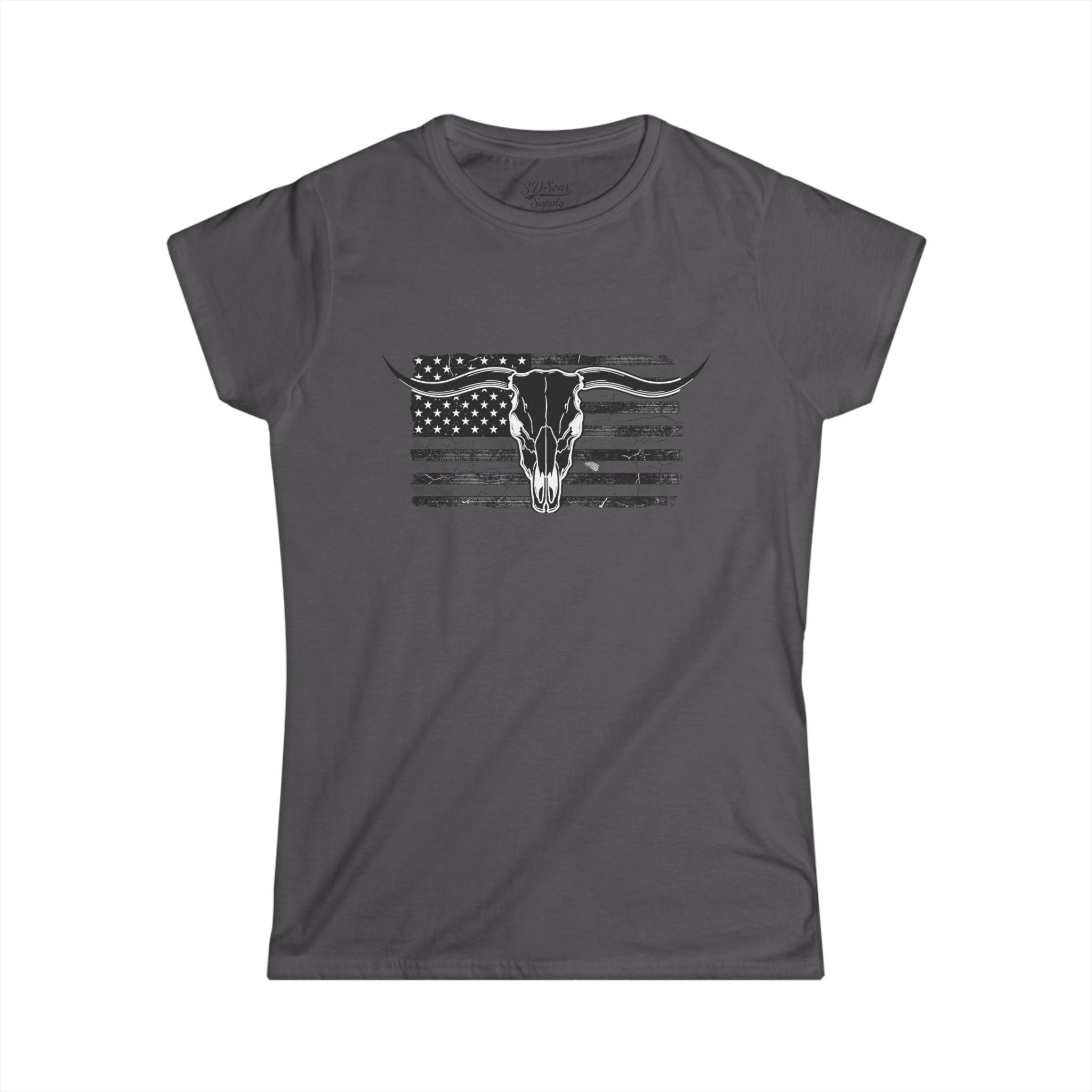 American Longhorn Skull Women's Tee — Rugged Western Graphic Shirt
