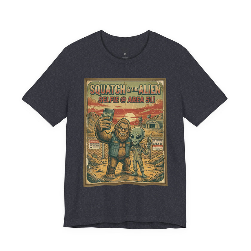 Squatch & The Alien Selfie Area 51,  Bigfoot Alien Poster Shirt