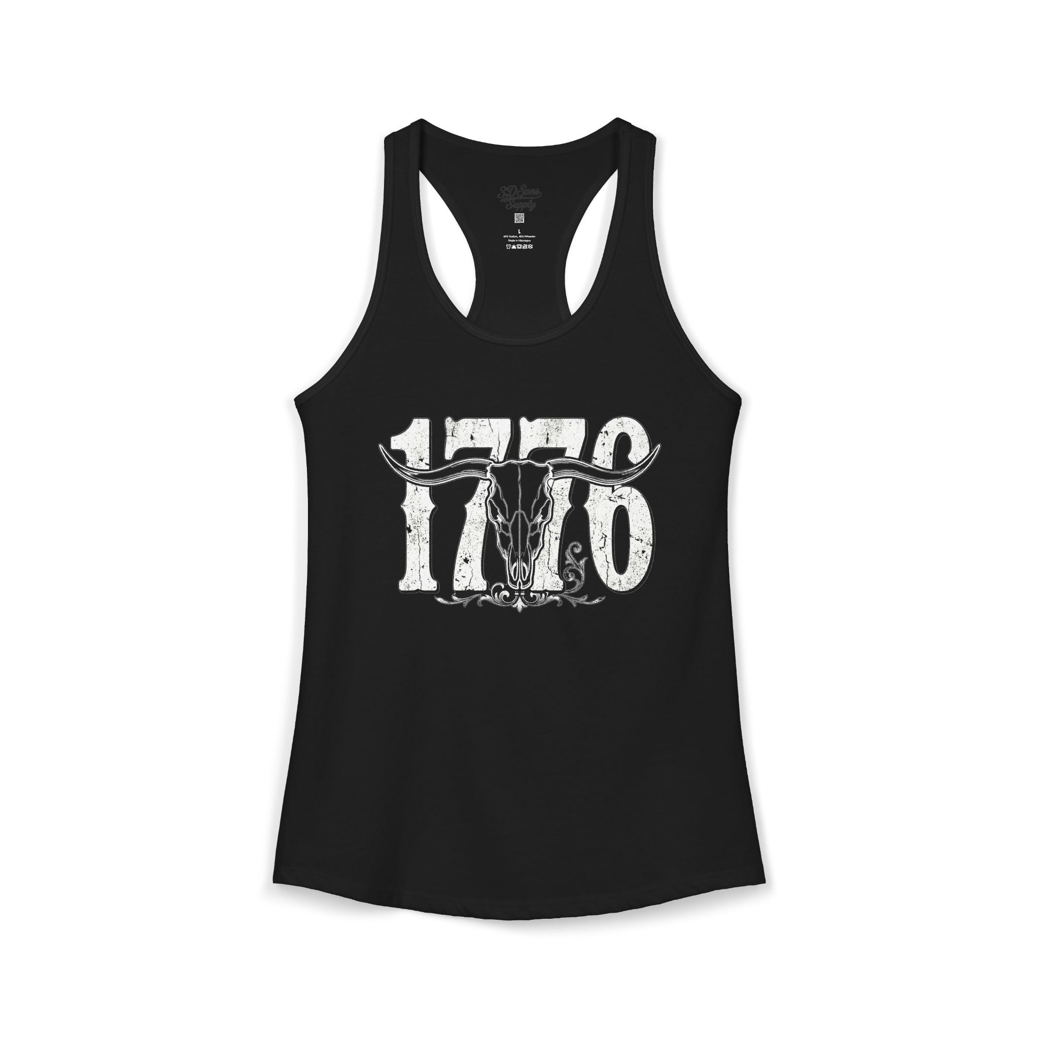 1776 Longhorn Skull Women's Racerback Tank
