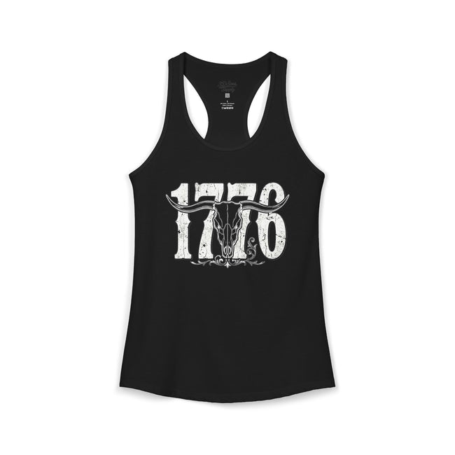 1776 Longhorn Skull Women's Racerback Tank