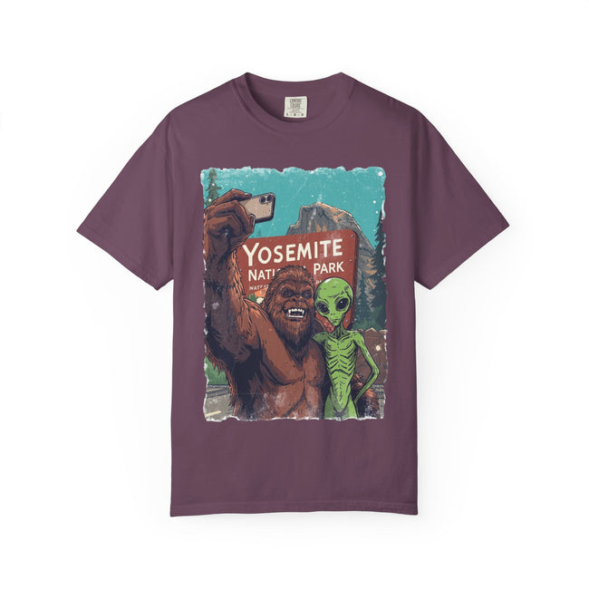 Alien & Bigfoot Yosemite T-Shirt — Camping Adventure Graphic Tee