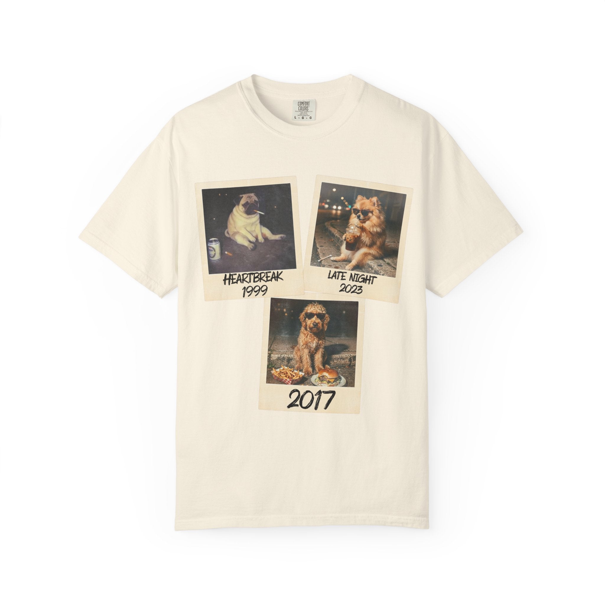 Personalized Polaroid Photo Tee — Custom 3 Image & Text Options