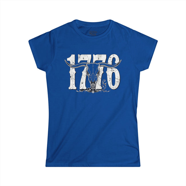 1776 Longhorn Skull Women's Tee — Rugged Western Graphic Shirt