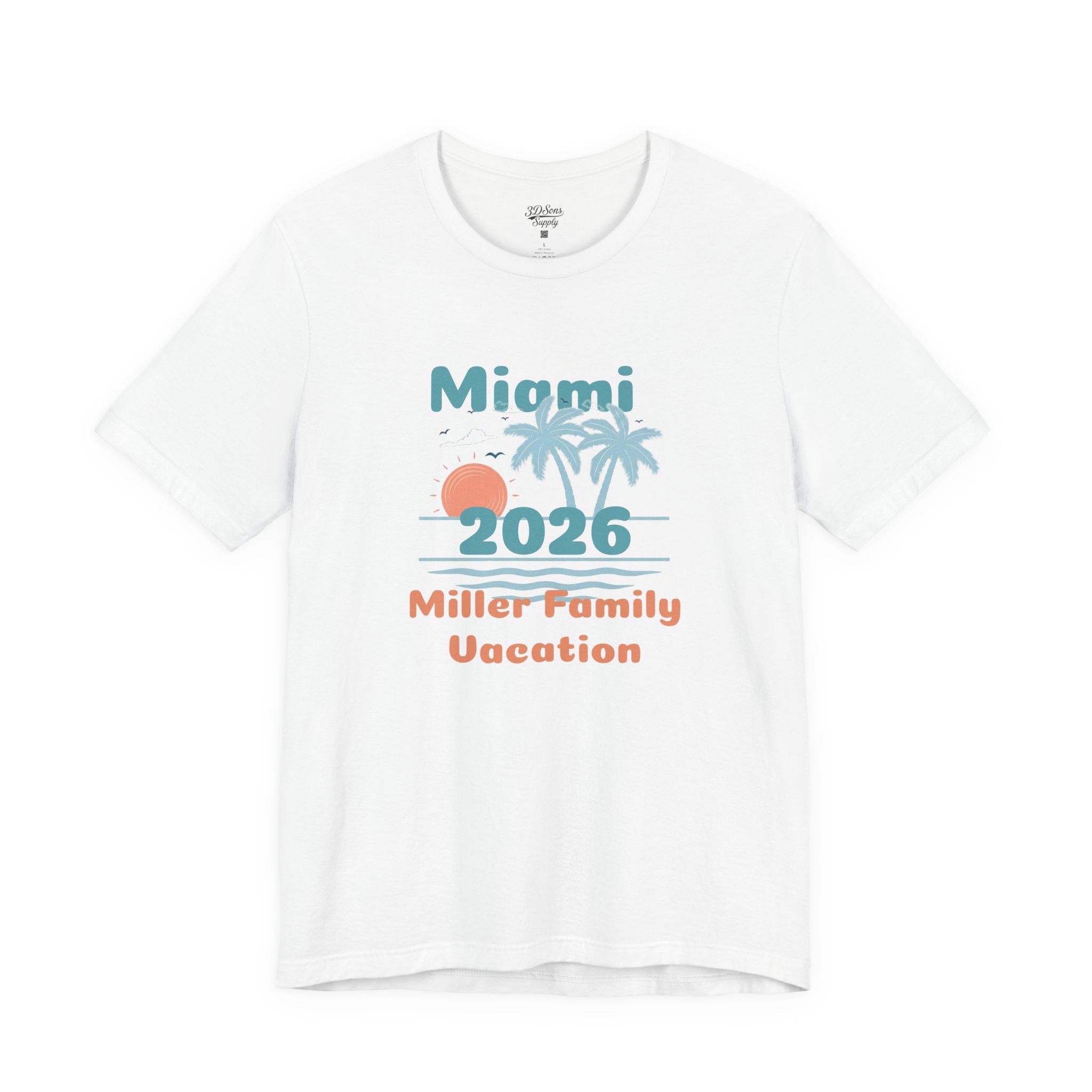 Personalized Family Beach T-Shirt — Custom Family Name, Location, Year with Beach Design