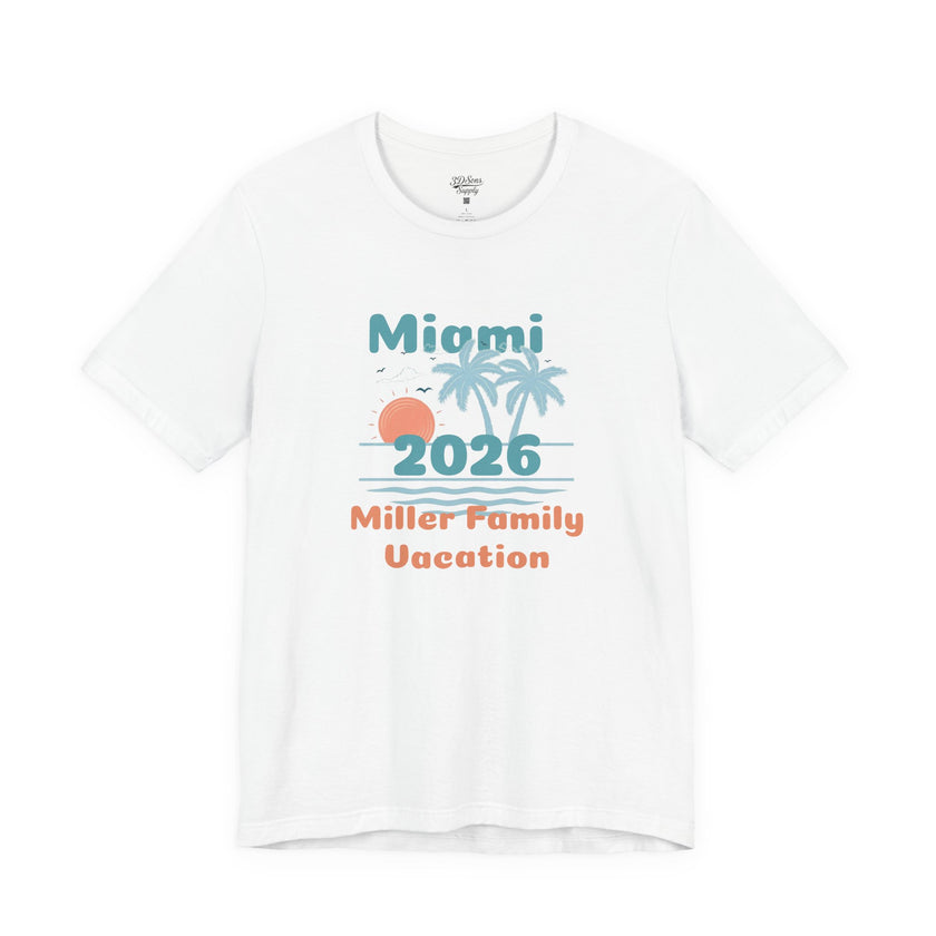Personalized Family Beach T-Shirt — Custom Family Name, Location, Year with Beach Design