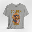 Golden Era Dog T-Shirt – American Flag Doodle with Sunglasses
