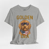 Golden Era Dog T-Shirt – American Flag Doodle with Sunglasses