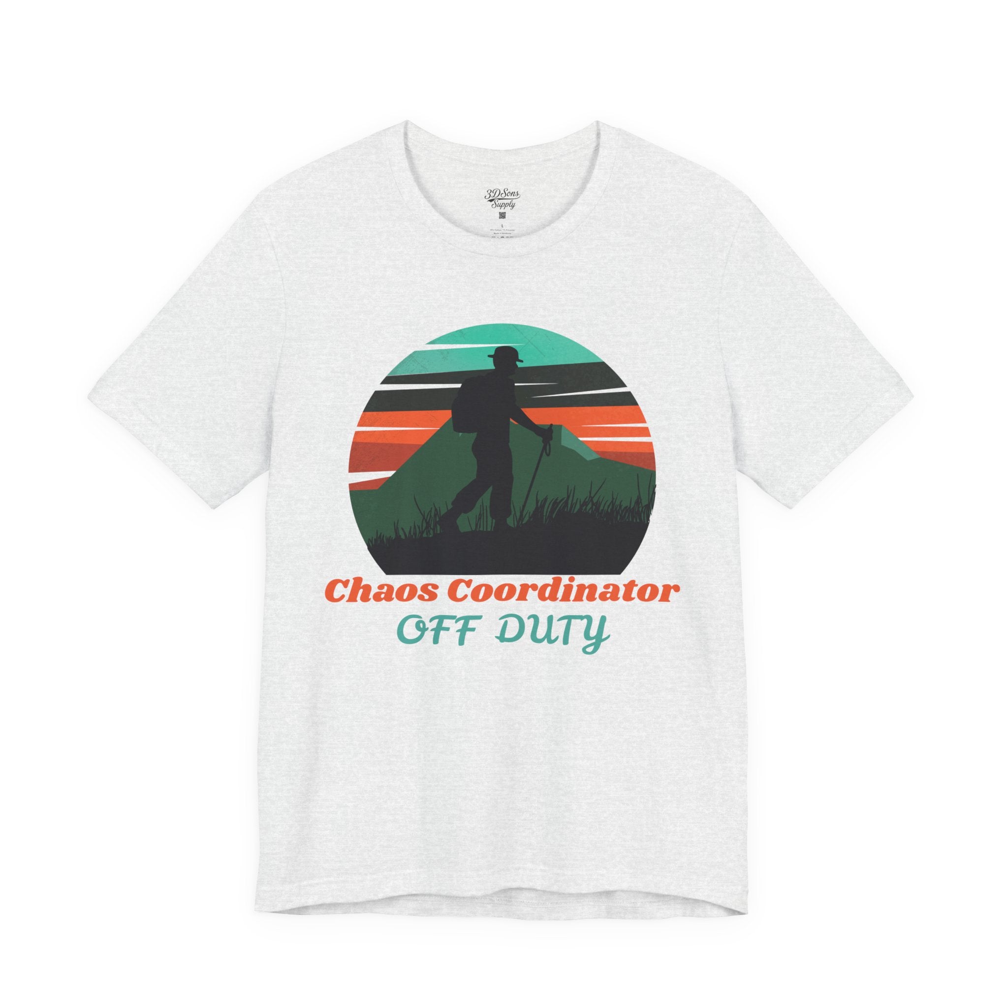 Chaos Coordinator Off Duty Hiking T-Shirt — Vintage Sunset Adventure Tee