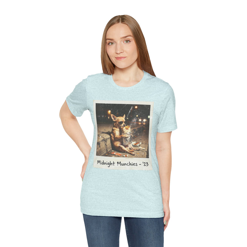 Midnight Munchies '23 Tee - Funny Chihuahua Late Night Snack Graphic T-Shirt