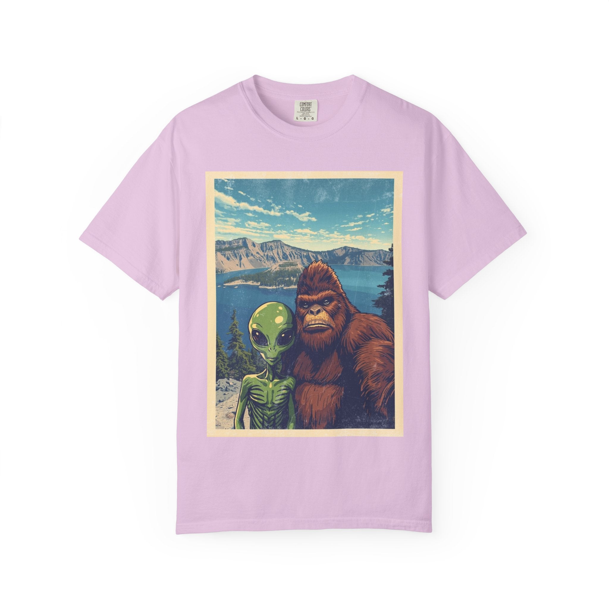 Crater Lake Alien & Bigfoot T-Shirt — National Park Adventure Tee