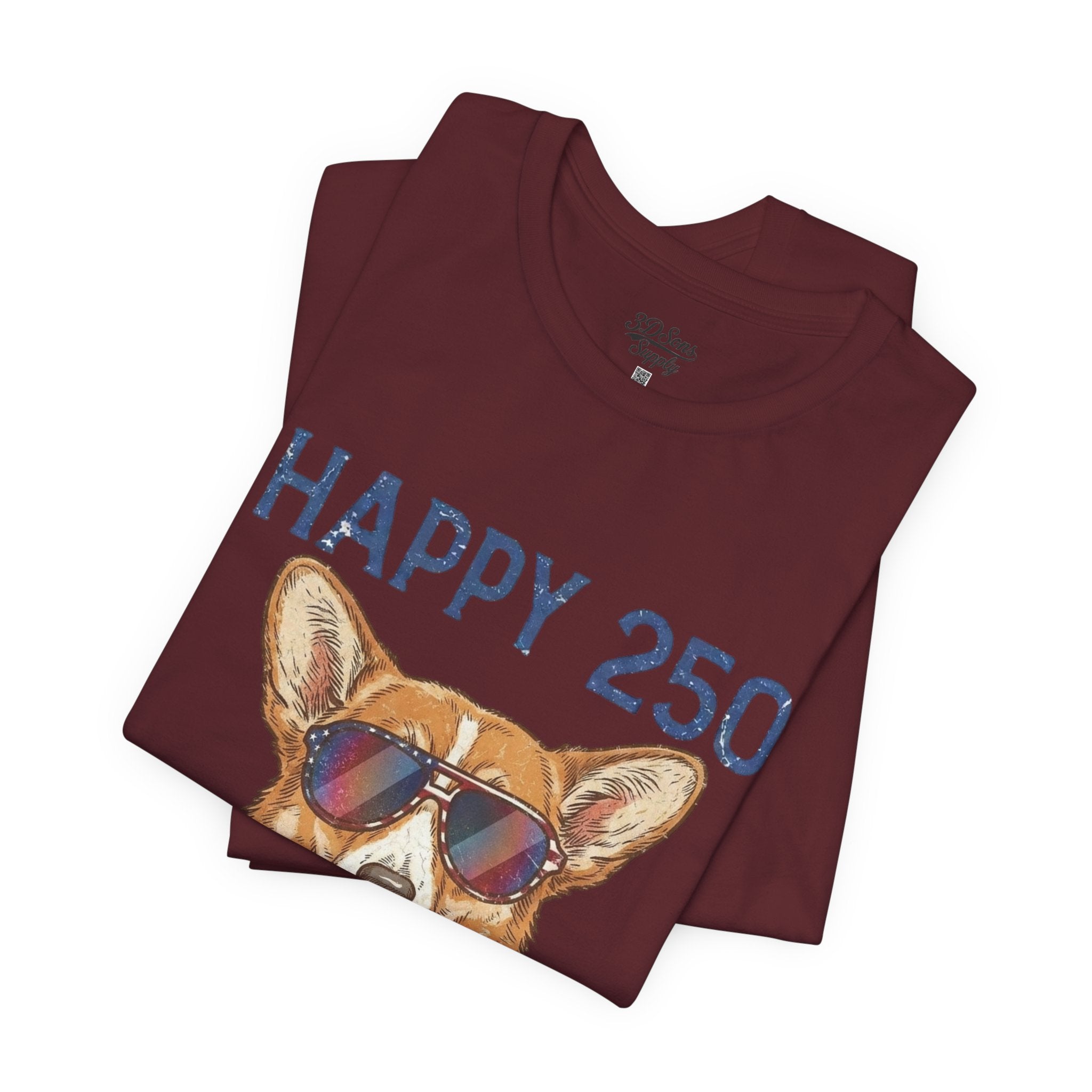 Happy 250 America! Corgi Sunglasses Patriotic Tee