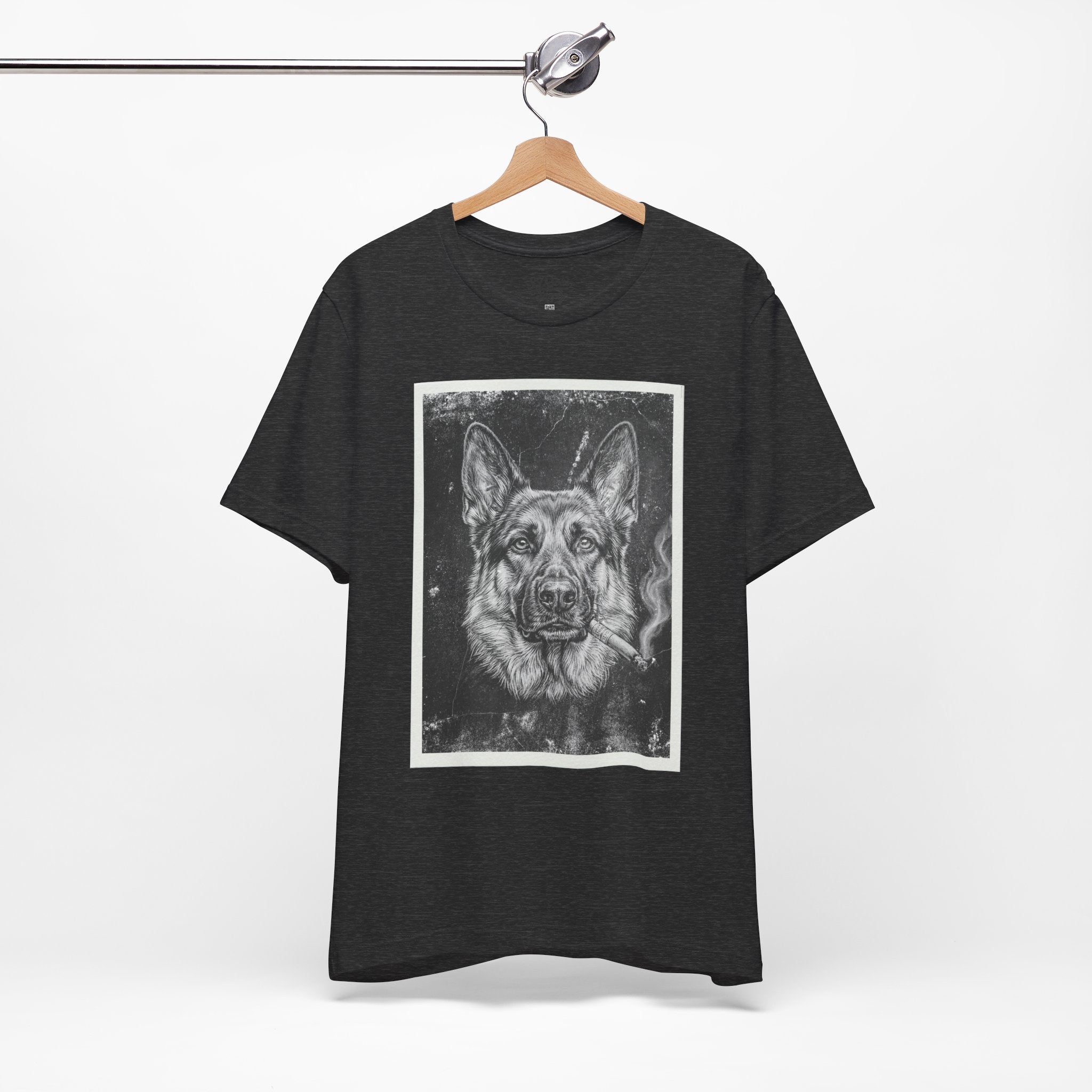 German Shepard Smoke Photo Tee — Vintage Pup Graphic T-Shirt