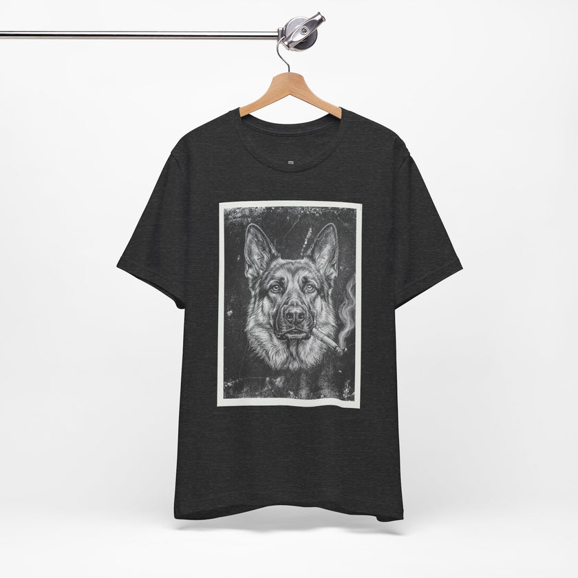German Shepard Smoke Photo Tee — Vintage Pup Graphic T-Shirt
