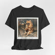 Iced Coffee Night Dog Tee — Late-Night Curb Pomeranian Graphic T-Shirt