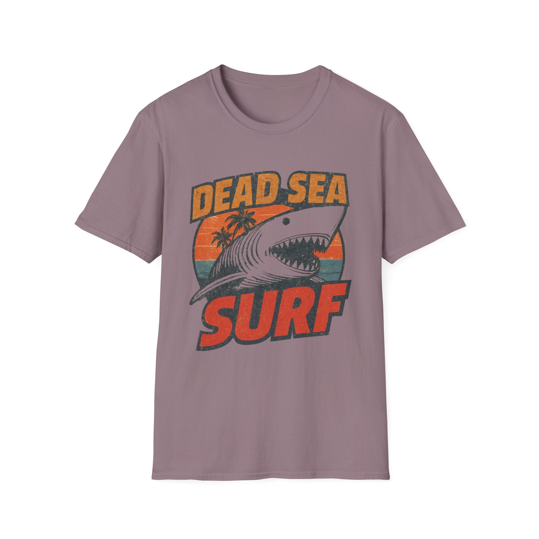 Dead Sea Surf shark graphic Tee Shirt, Summer Vintage Surf Palm Sunset
