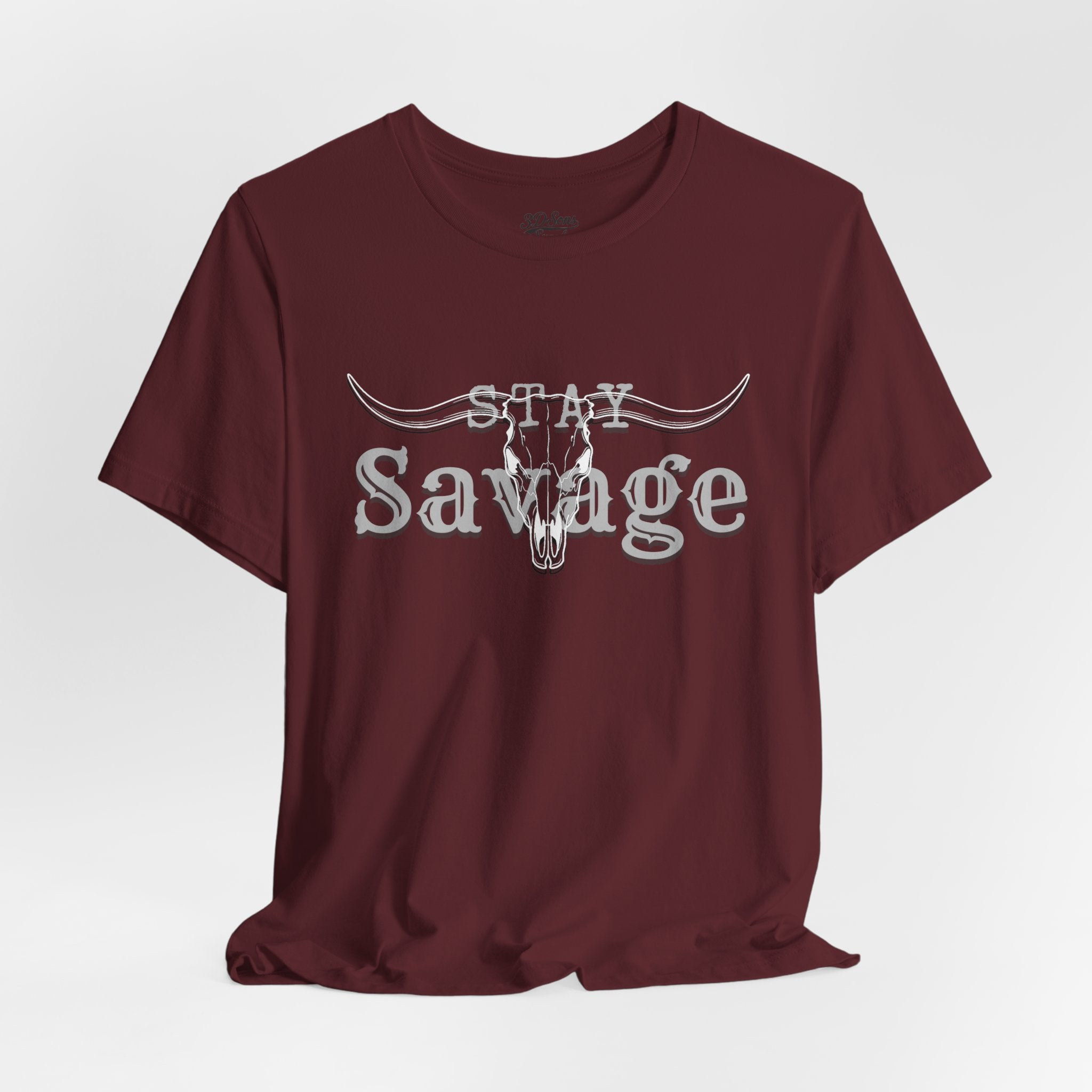Stay Savage Longhorn Tee - Vintage Texas Skull T-Shirt