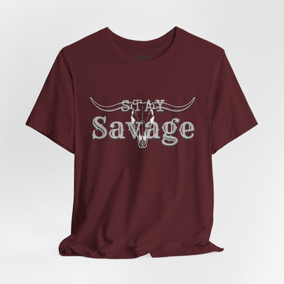 Stay Savage Longhorn Tee - Vintage Texas Skull T-Shirt