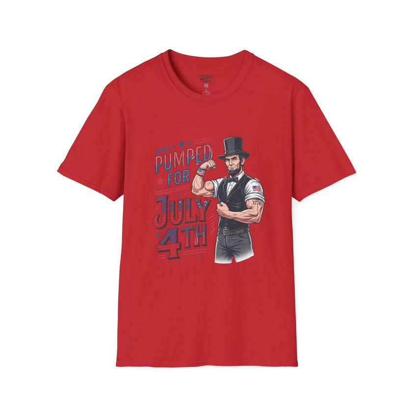 Pumped for July 4th Abraham Lincoln T-Shirt | Funny Patriotic Tee