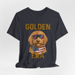 Golden Era Dog T-Shirt – American Flag Doodle with Sunglasses