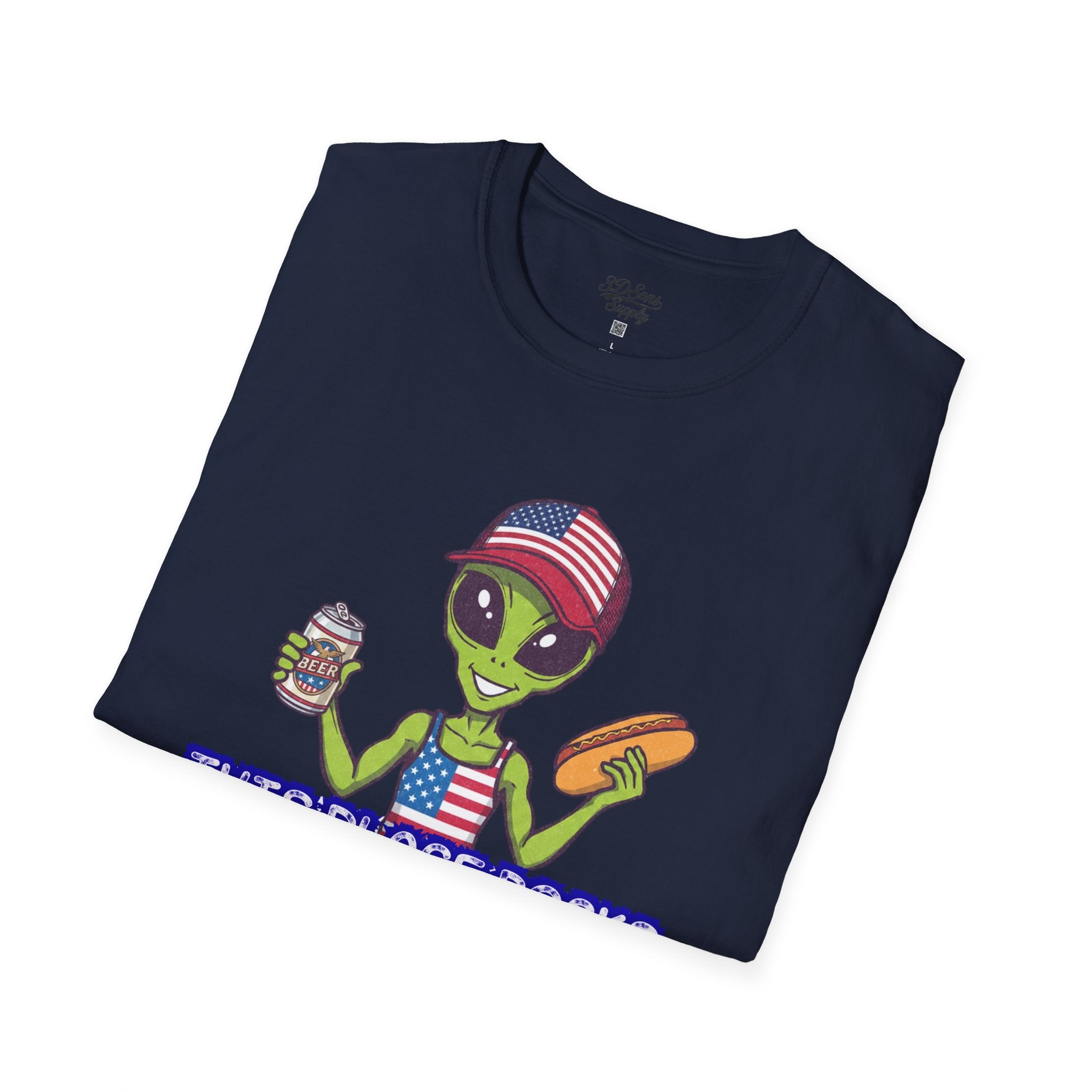 American Alien with Hot Dog and Beer T-Shirt | USA Flag Cap Fourth of July