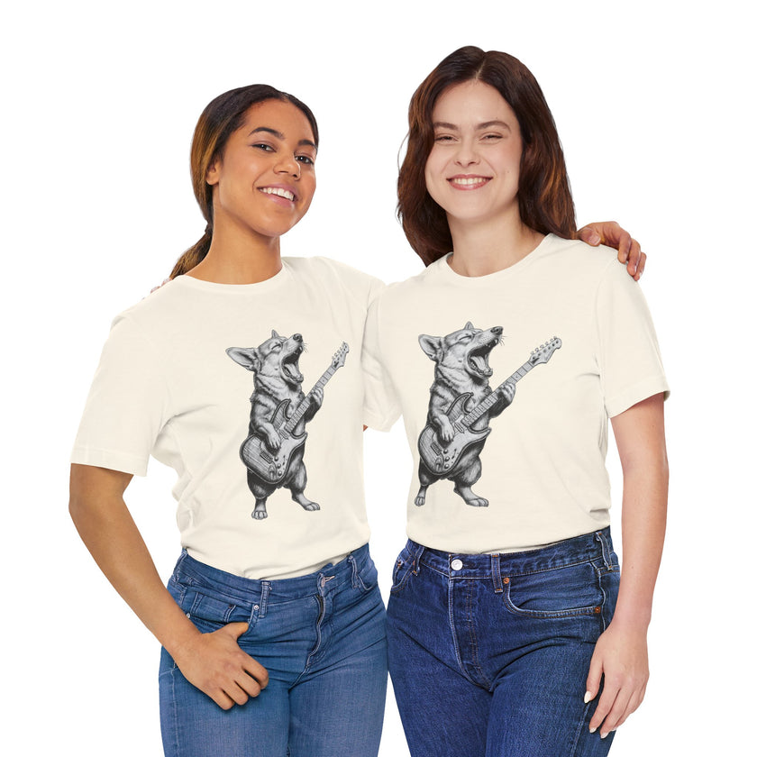 Corgi Rockstar T‑Shirt — Guitar Playing Dog Graphic Tee