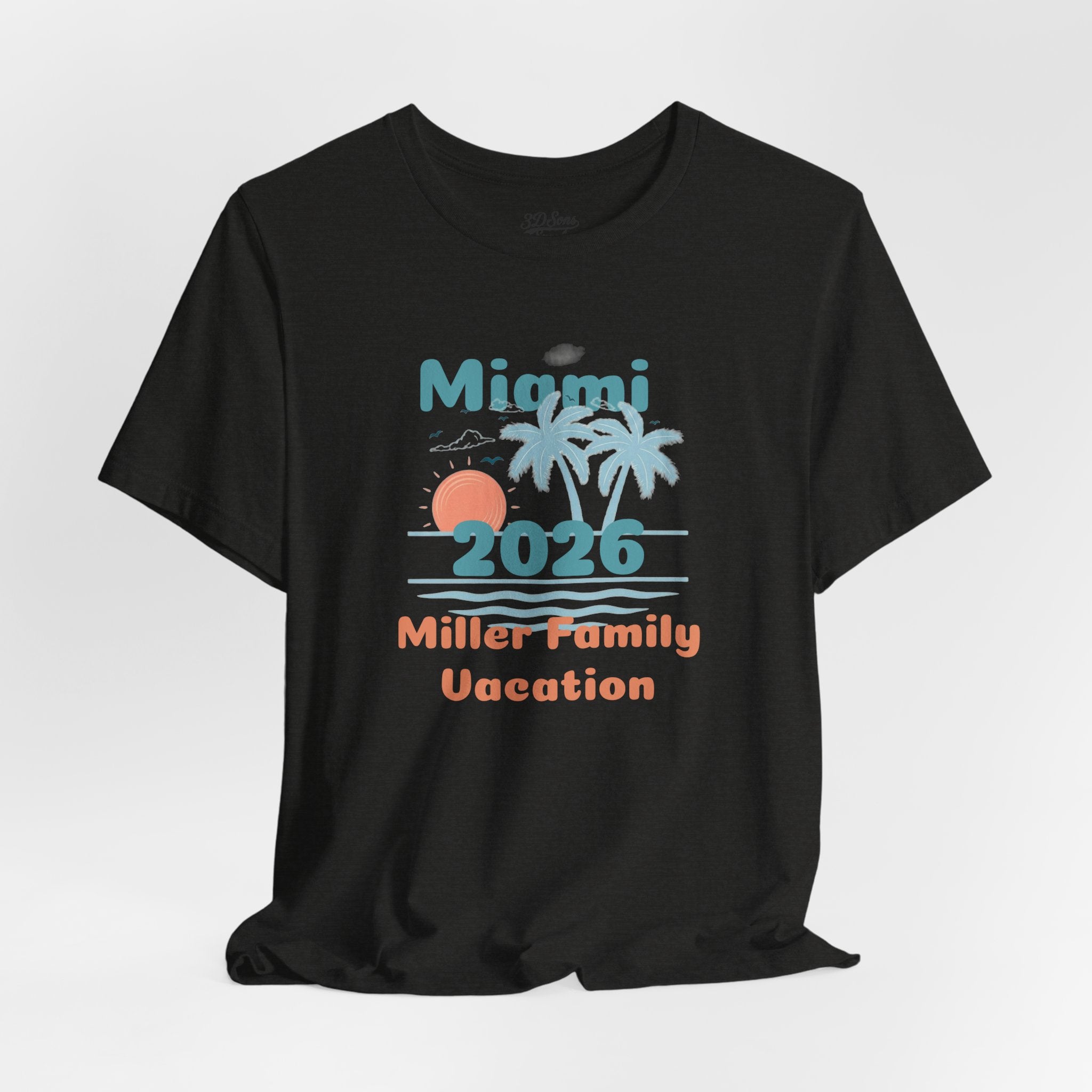 Personalized Family Beach T-Shirt — Custom Family Name, Location, Year with Beach Design