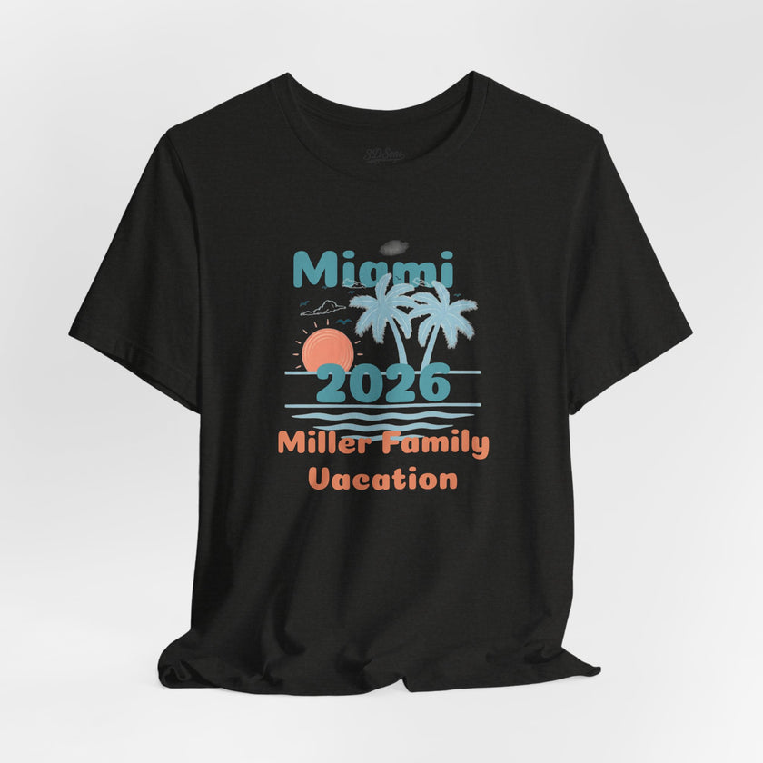 Personalized Family Beach T-Shirt — Custom Family Name, Location, Year with Beach Design