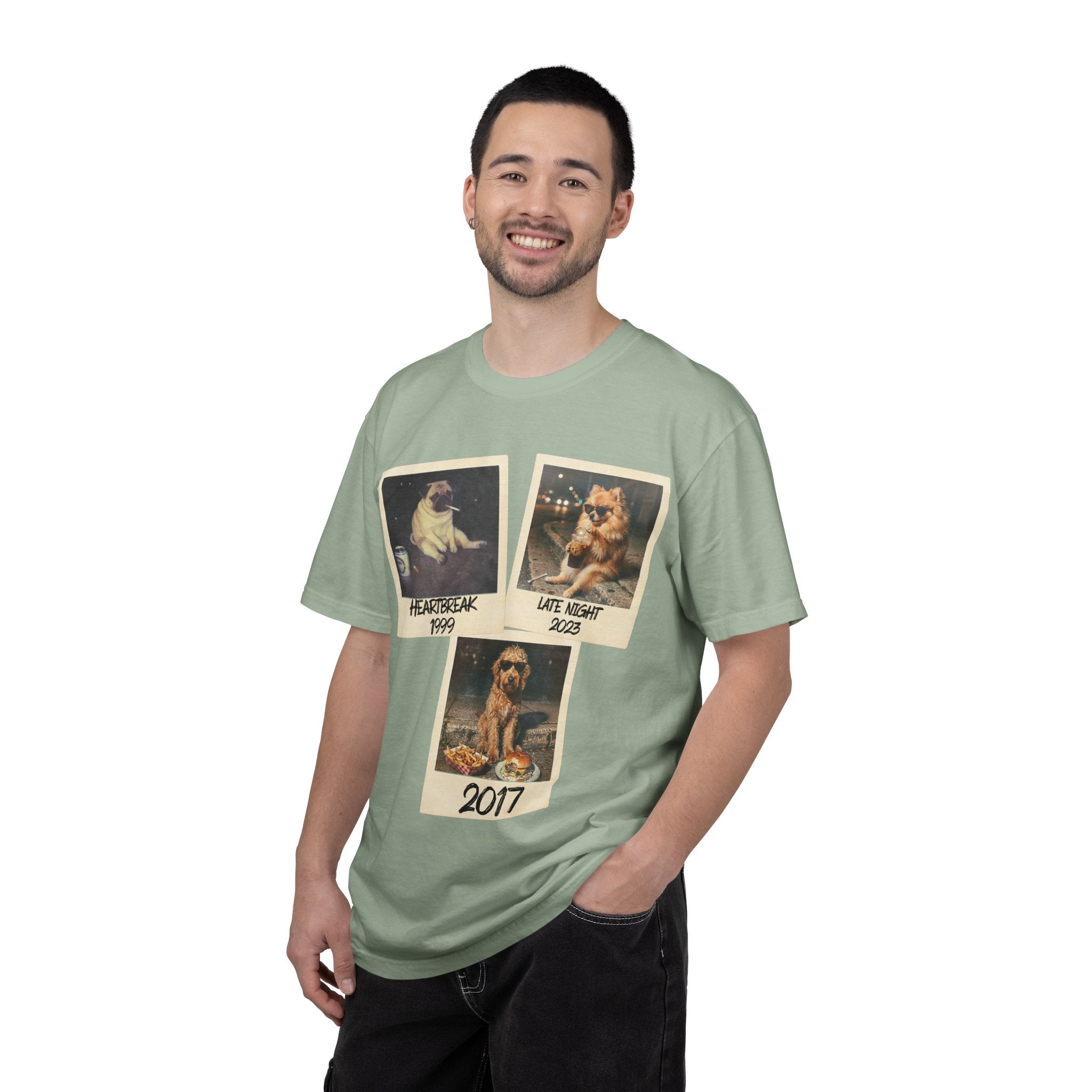 Personalized Polaroid Photo Tee — Custom 3 Image & Text Options