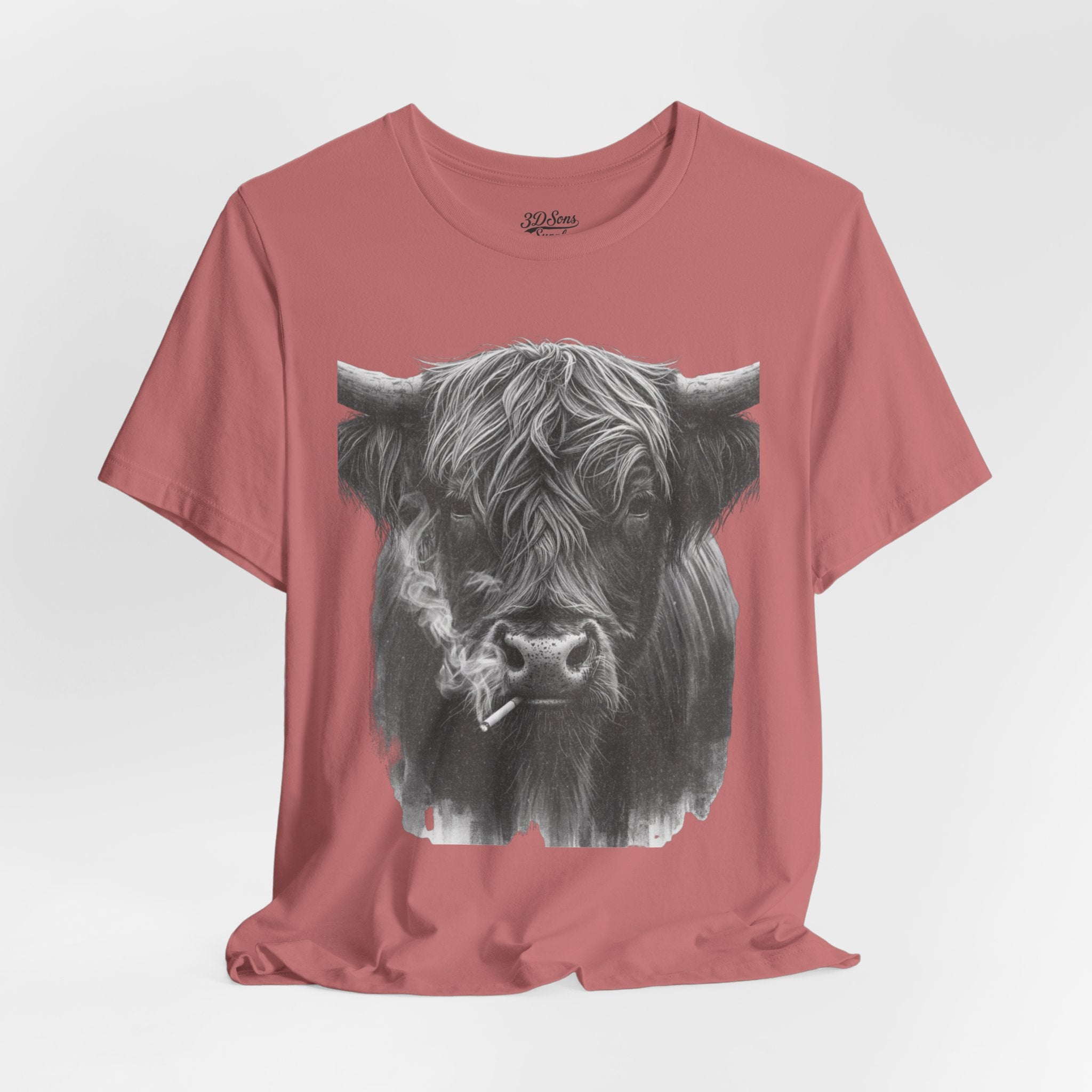 Highland Cow Smoking Tee — Vintage Highland Cattle Graphic T-Shirt