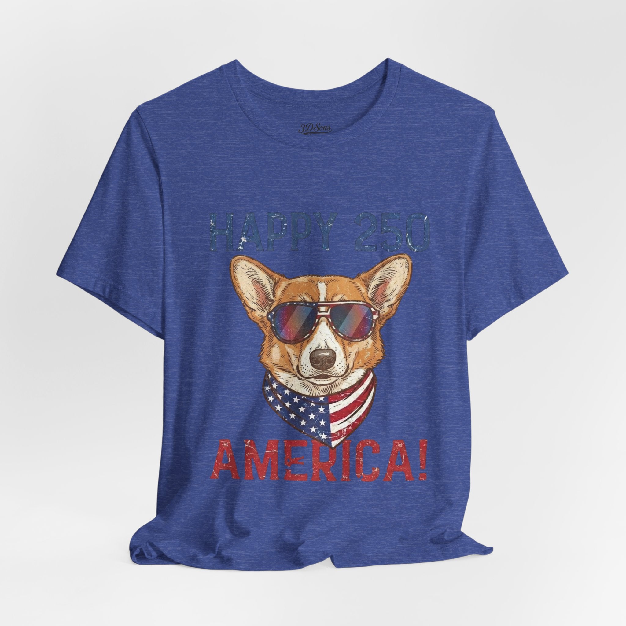 Happy 250 America! Corgi Sunglasses Patriotic Tee