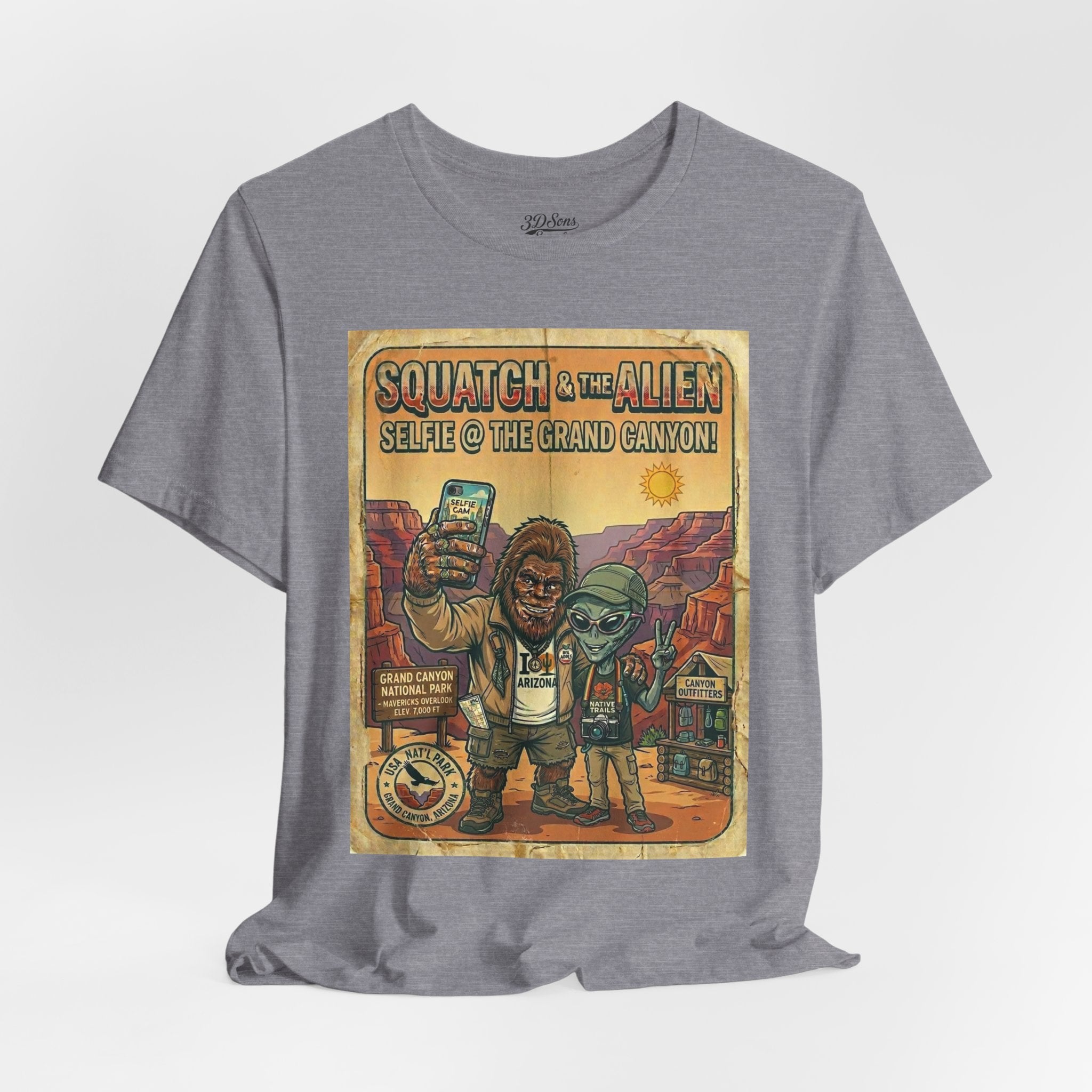 Squatch & The Alien Selfie Yellowstone, Bigfoot Alien Poster Shirt