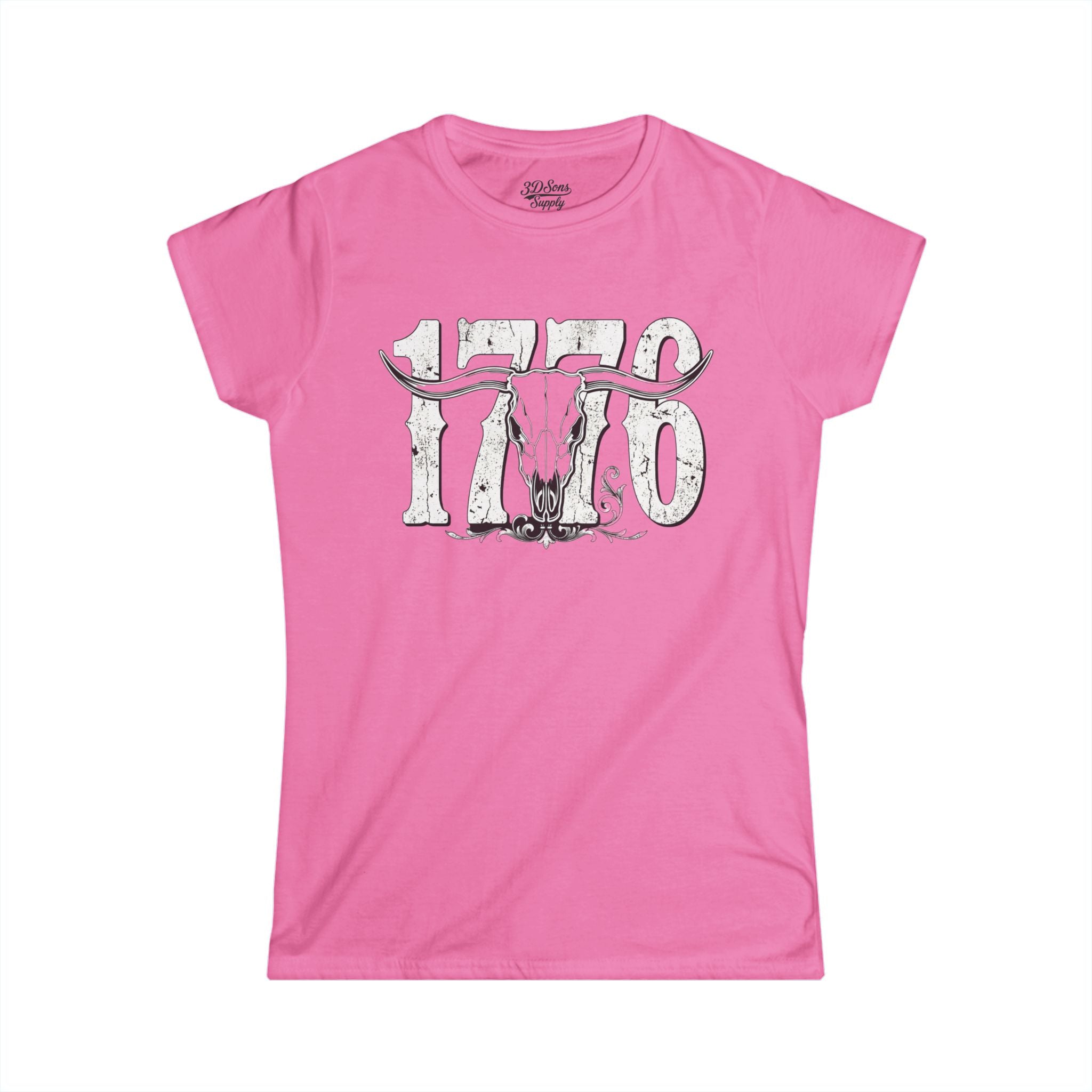 1776 Longhorn Skull Women's Tee — Rugged Western Graphic Shirt