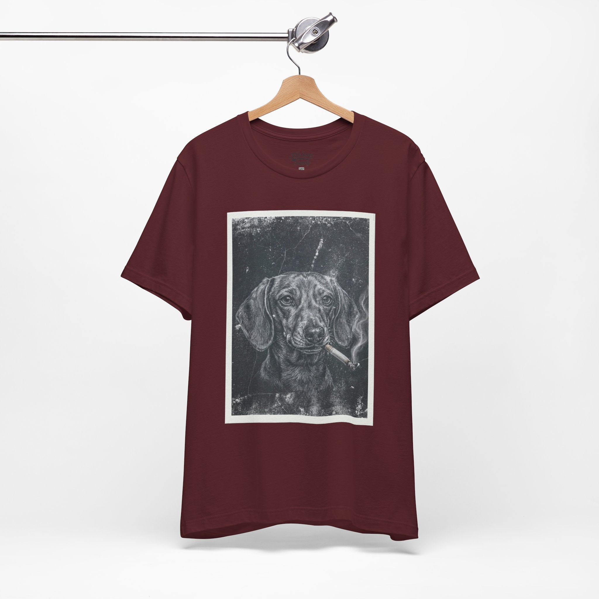 Dachshund Smoking Portrait Tee – Vintage Smokin' Dog Art T-Shirt