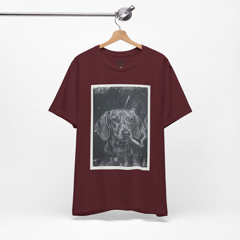 Dachshund Smoking Portrait Tee – Vintage Smokin' Dog Art T-Shirt