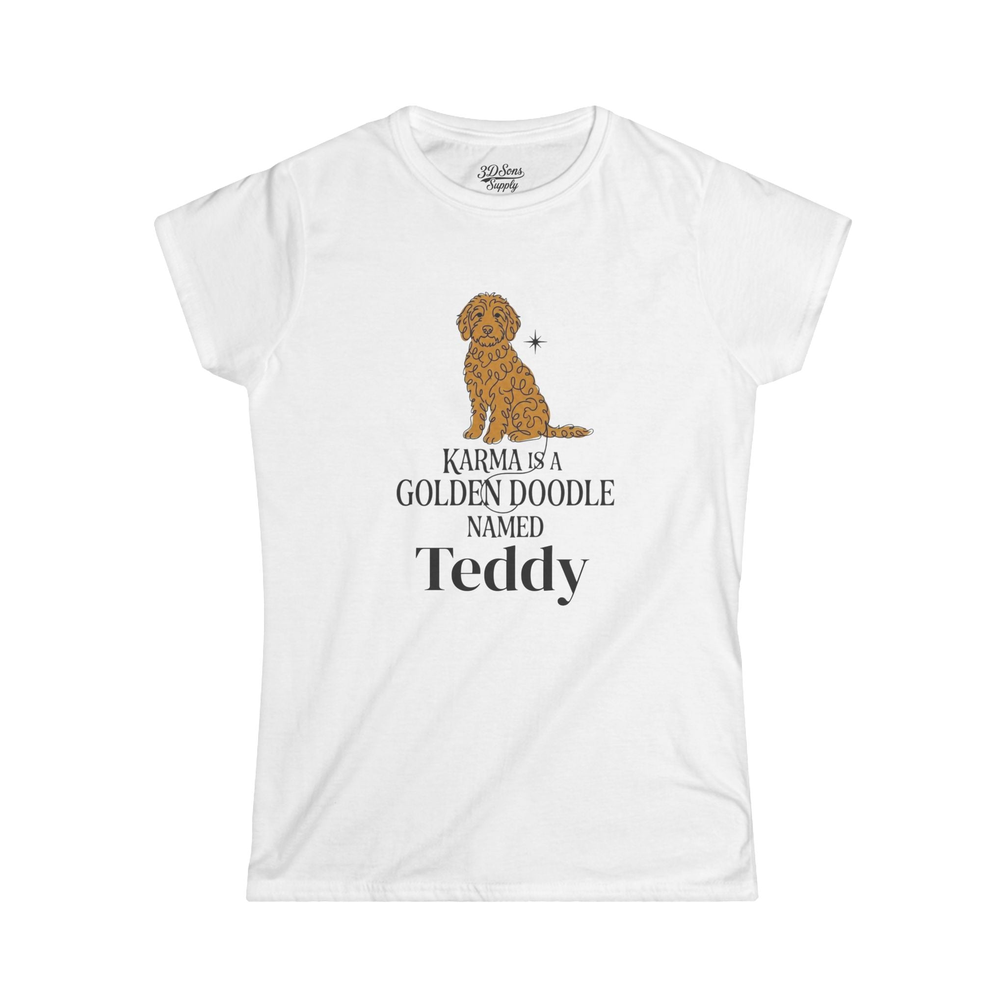 Personalized Karma Golden Doodle Name Tee | Mid Century Dog Shirt