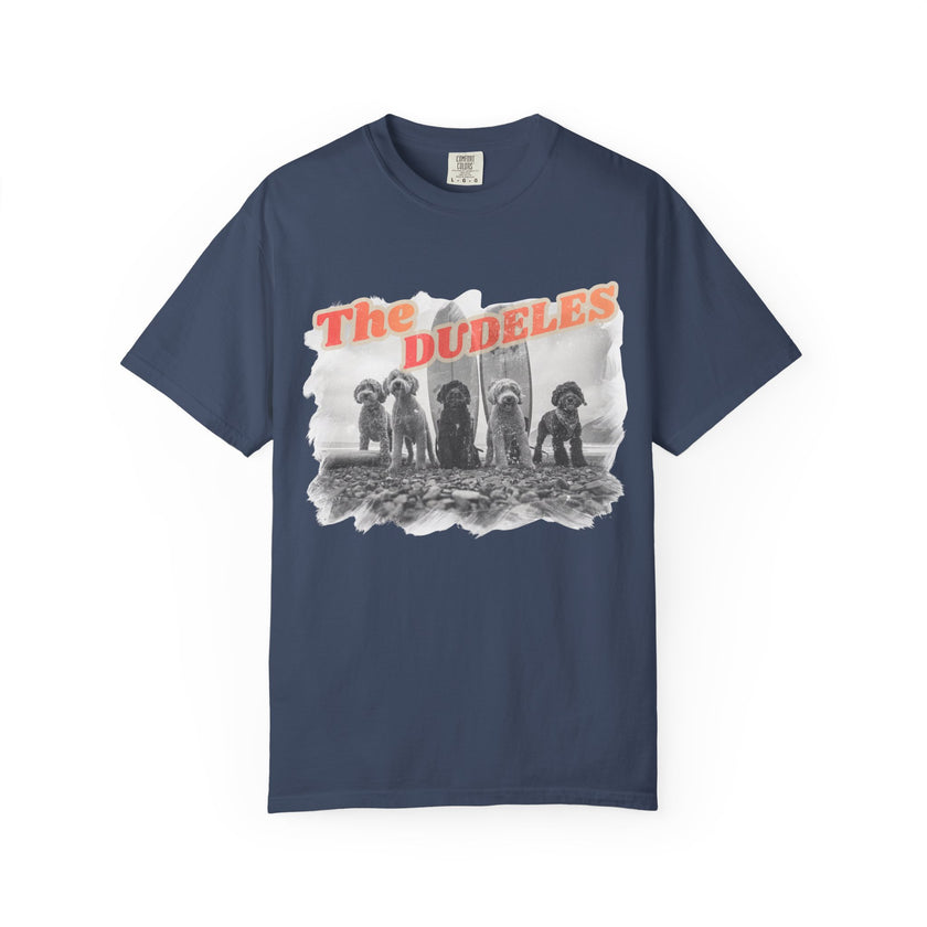 The Dudeles Dog Surfer T-Shirt | Doodle Breed Surfing Design