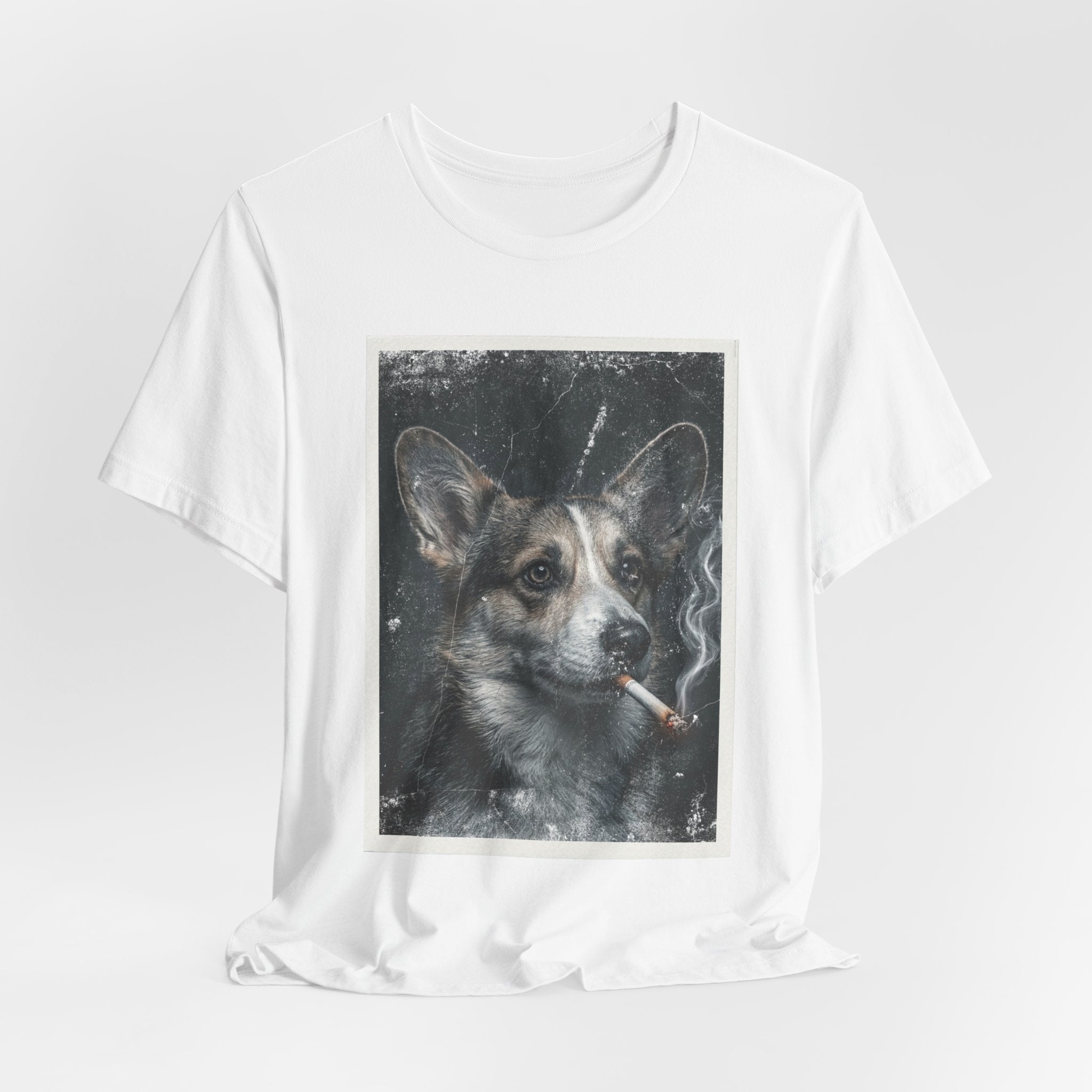 Smoking Corgi Graphic Tee – Retro Dog Portrait T-Shirt