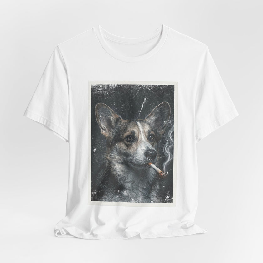 Smoking Corgi Graphic Tee – Retro Dog Portrait T-Shirt