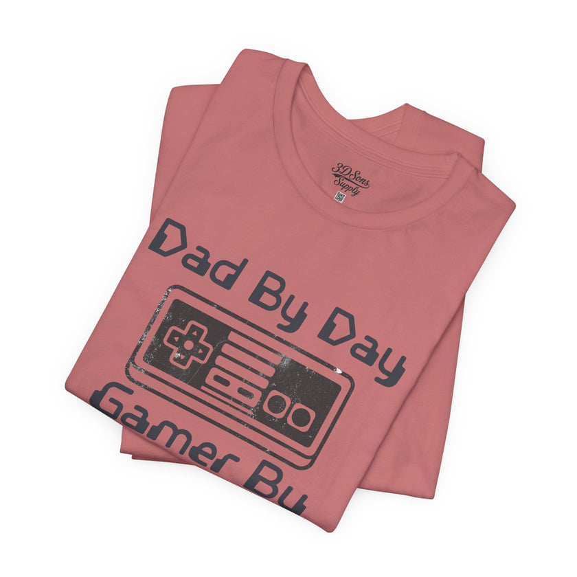 Personalized Dad By Day Gamer By Night T-Shirt — Established 2018 Retro Controller Tee