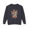 Vintage Smiling Black Cat Crewneck Sweatshirt | Halloween Top