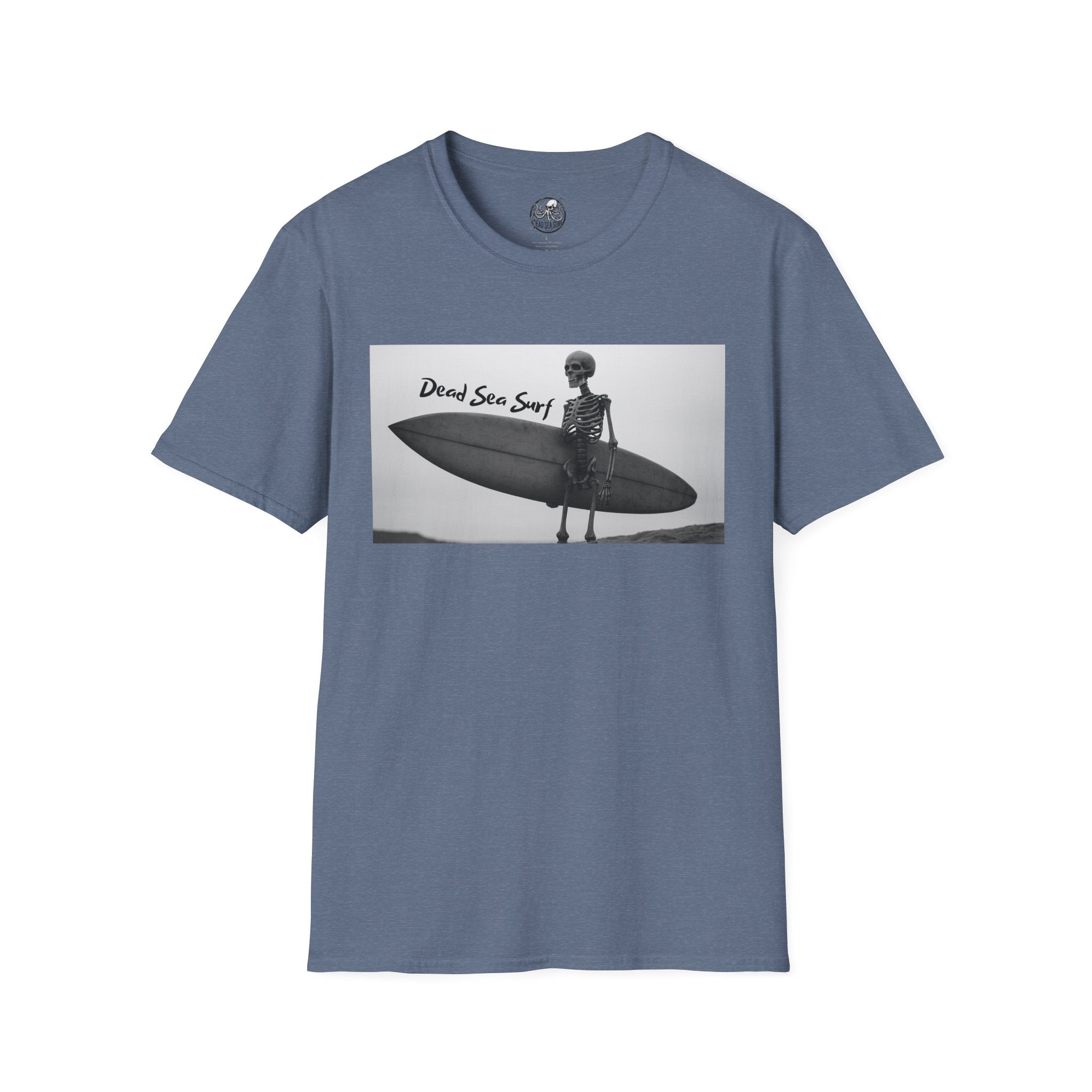 Skeleton Surfer Tee | Retro Black & White Surfing Graphic Shirt – 3D Sons Supply Co
