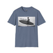 Skeleton Surfer Tee | Retro Black & White Surfing Graphic Shirt – 3D Sons Supply Co